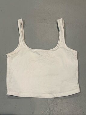 Forever21 White Scoop Neck Crop Tank Top - Women